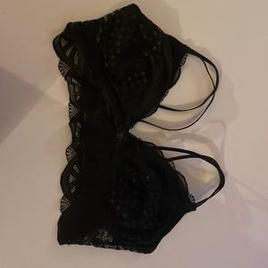 black lace bralette ; no padding